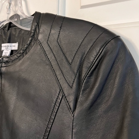 Jacqueline de Yong Dream Faux Leather Cropped Jacket Black 36 - Picture 3 of 16